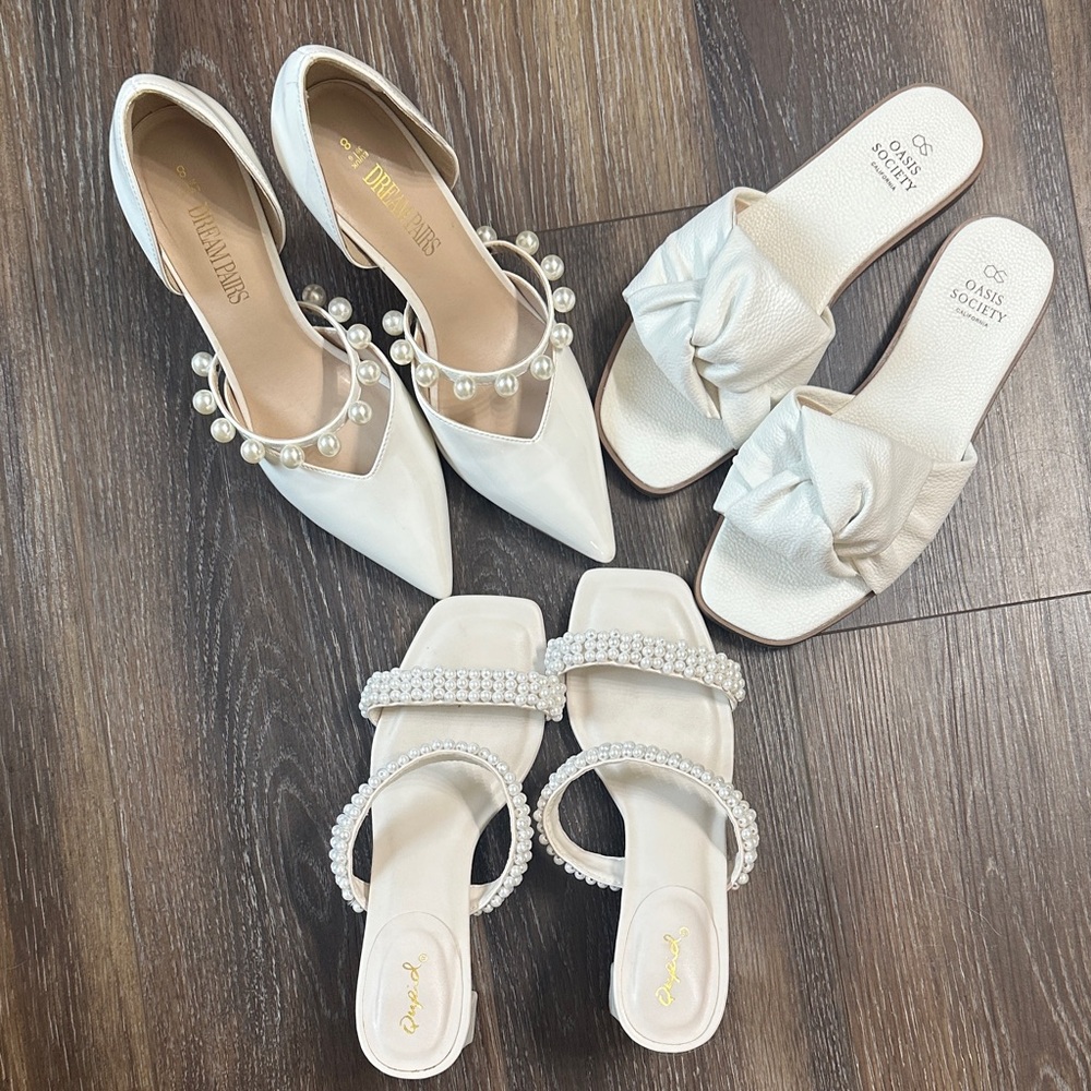 Chic White Heels with Pearl Accents